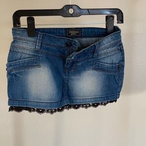 motivi lace jean skirt